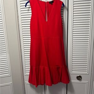 J. Crew Red Ruffled Mini Dress V-Neck Sleeveless